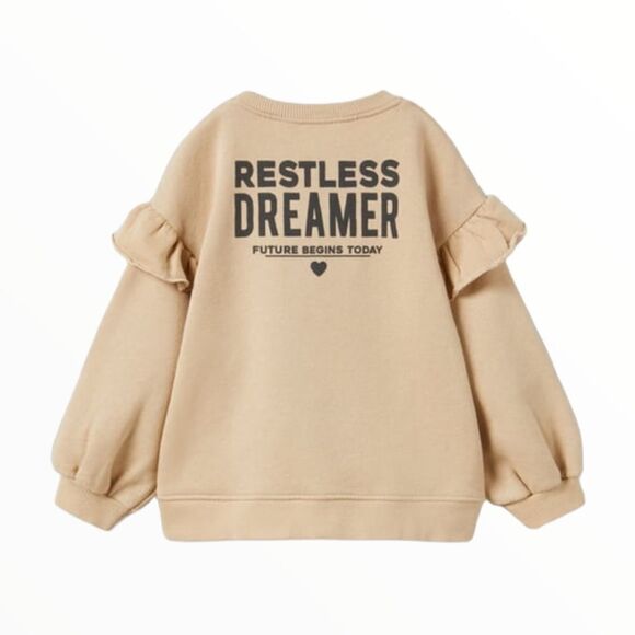ZARA Kids | Beige | “DREAMER” RUFFLED SWEATSHIRT - Picture 2 of 6